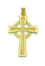 Authenticity Guarantee 
14k Solid Real Yellow Gold Irish Celtic Cross Pendant... - £274.77 GBP+