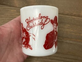 Vintage Hopalong Cassidy Milk Glass Mug Red Hazel Atlas Child Size Excel... - $24.70