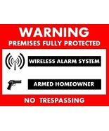 Wireless Alarm + Armed Homeowner Security Warning Stickers / 6 Pack + FR... - $5.65