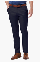 Haggar Premium No Iron Khaki Slim Fit Pant | Mens 32 x 30 Navy Blue NEW - £29.21 GBP