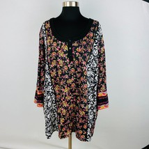 Ulla Popkin Womens Plus Size 28 / 30 Scoop Neck Floral Patchwork Print Top - £18.33 GBP