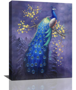 Peacock Canvas Wall Art Peacock Picture Wall Decor Purple Peacock Oil Pa... - £27.49 GBP