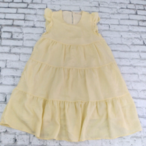 La Ven Dress Womens Small Yellow Tiered Ruffle Sleeveless Mini Prairie Boho - £19.97 GBP