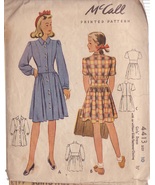 McCALL&#39;S VINTAGE 1941 PATTERN 4413 SIZE 10 GIRLS&#39; DRESS 2 VARIATIONS - £3.93 GBP