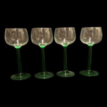 Cristal D'Arques-Durand 6 Green Emerald Stem Cordial Glasses Pedestal Glassware - £47.41 GBP