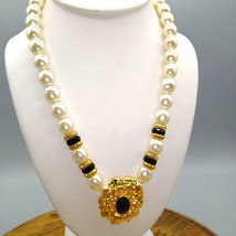 Vintage KJL Classic Strand Necklace for Avon with Golden Flower Enhancer Pendant - £87.41 GBP