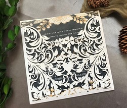 50pcs Pearl White Birthday Invitations,Pocket laser cut Wedding Invitations Card - $56.20