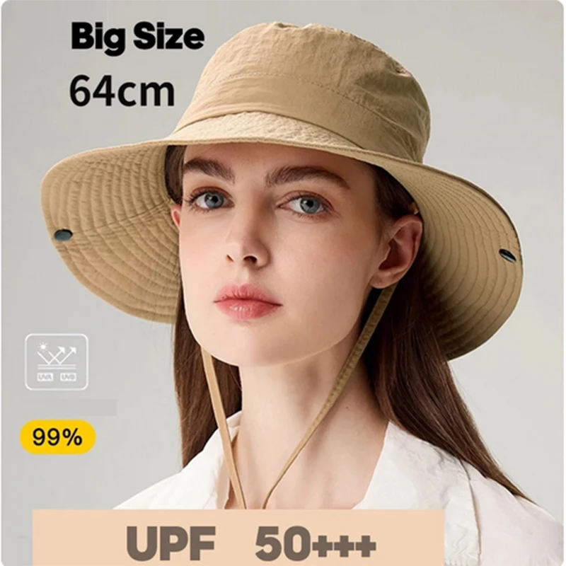 2024 Big Size Hiking Waterproof Summer Sun Hat Women Sun UPF 50+ Bucket Hat Wide - £9.46 GBP