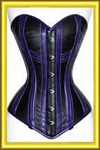 Over bust black &amp; Purple Leather New High Quality  Corset - £70.78 GBP