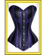 Over bust black &amp; Purple Leather New High Quality  Corset - £71.05 GBP