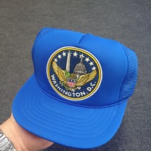 Vintage Washington DC Mesh Back Snapback Trucker Hat Blue - £18.21 GBP