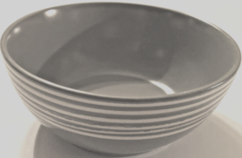 THOMSON Pottery Gray White Rim Retired Birch Stoneware Cereal Soup Bowl 6 1/4&quot; - £7.88 GBP