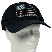 Harley Davidson Motorcycles Dad Hat American Flag Patriotic Black Baseball Cap - £15.30 GBP