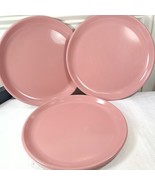 Vintage Rubbermaid dinner plates set 3 pink rose mauve pastel 3840 melamine - $27.12 CAD