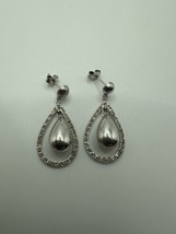Vintage Sterling Silver CZ Dangle Earrings 3cm - £11.74 GBP