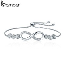 BAMOER Hot Sale Popular Silver Color Endless Love Infinity Bracelet Lace up Tenn - £15.80 GBP