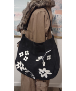 Vintage Women Xhilaration 100% Suede Flower Print Shoulder Bag - $462.37 MXN