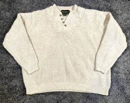 Eddie Bauer Sweater Mens XL Tan Heritage Fisherman 4 Button Henley V Nec... - $34.53