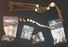 Vintage to Now Faux Pearl Jewelry Lot (Loose Earrings Have NO Backs) - £14.94 GBP