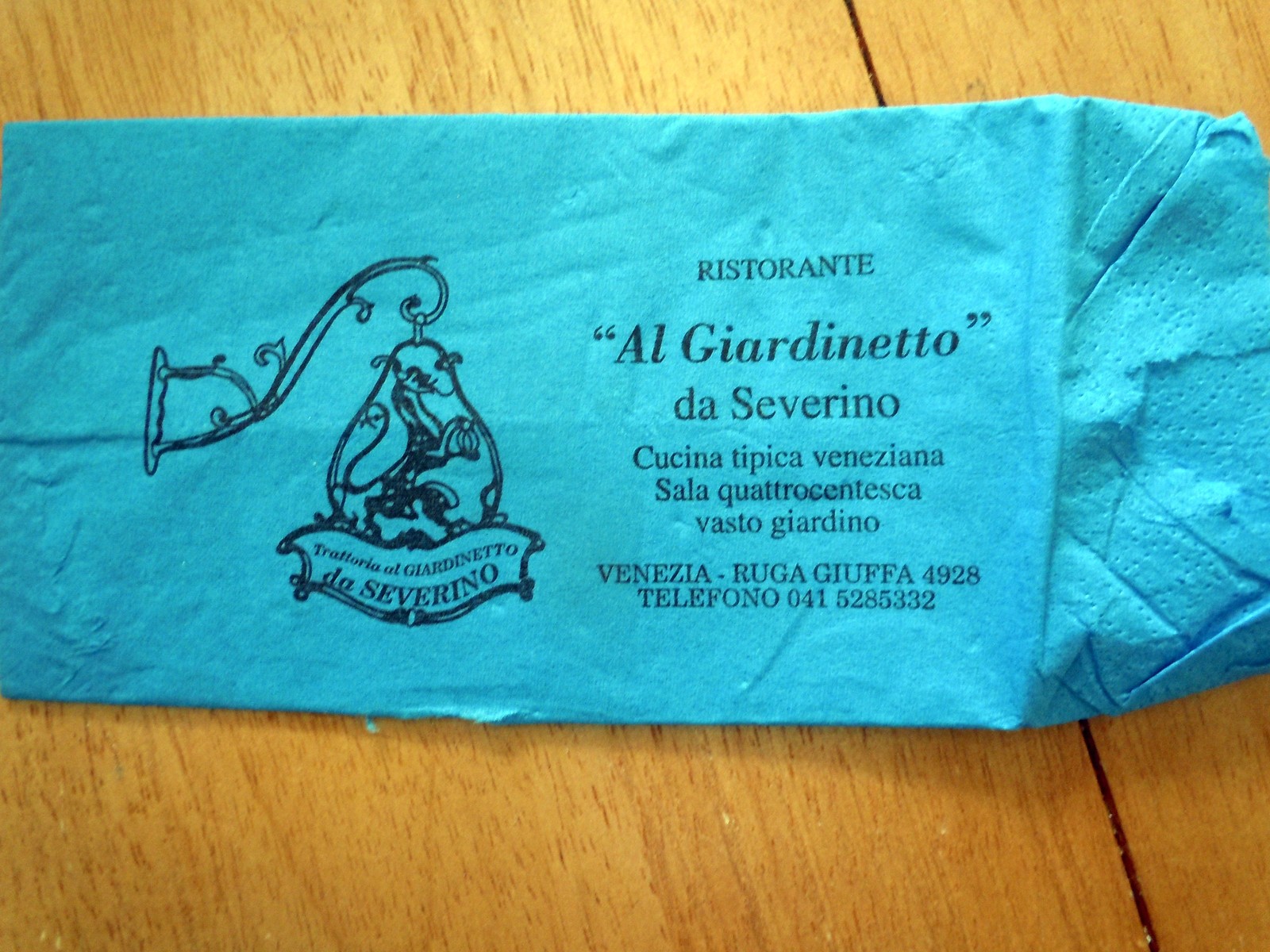 Ristorante Al Giardinetto Da Severino Napkin - $1.99