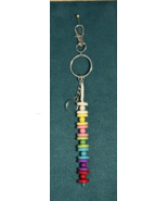 Handcrafted Keychain/Purse Charm, Multicolored Wagernite beads &amp; seed beads - $12.38