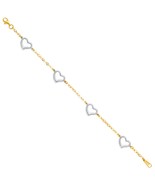 14K Two Tone Gold Heart Fashion Link Bracelet - €287,44 EUR