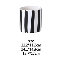 Home Garden Nordic Ins Art Striped Ceramic Flower Pot Round Light Luxury Simple  - £25.64 GBP