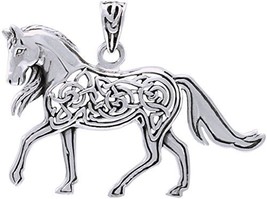 Jewelry Trends Large Celtic Knot Horse Equestrian Sterling Silver Pendant - £36.64 GBP