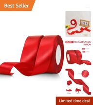 Versatile 100 Yards Red Polyester Ribbon - Ideal for Crafts and Gift Wra... - $24.70