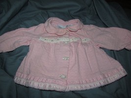 FIRST MOMENTS 2 pc soft pink outfit 3 to 6 mos  ribbon, lace trims (baby... - £4.74 GBP
