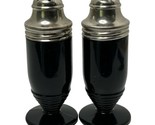 Vintage Hazel Atlas Depression Glass Black Footed Salt &amp; Pepper Shakers ... - $23.38