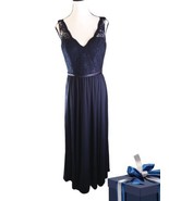  MORILEE DRESS EVENING GOWN 10 DARK BLUE  LACE LINED ZIP RING IN THE NEW... - £30.40 GBP