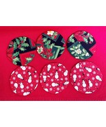 6 Hand Sewn Christmas Round Wine Coasters 2 Patterns Snowmen &amp; Holly w B... - $181.36 MXN