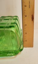 Green Uranium Hazel Atlas Large Butter Dish Criss Cross Pattern image 5