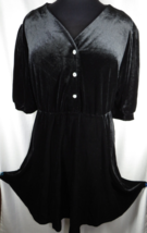 Plus Size 3X Black Velvet Skater Dress, Jeweled Buttons, Short Sleeve, NEW - £21.63 GBP