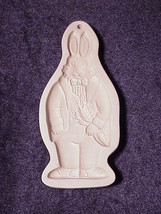 1988 Brown Bag Cookie Art Ceramic Mold Suited Standing Male Bunny Rabbit, Easter - $8.95