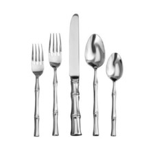 Bamboo by Ricci Stainless Steel Flatware Tableware Set Service 8 New 40 Pcs New - £532.70 GBP