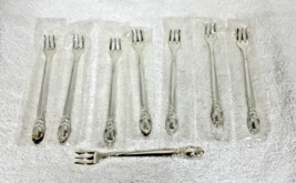 8 Vintage Oneida Ballard Country Lane Silver Plate Cocktail Seafood Forks - $36.14