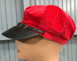 Red Corduroy Stretch Womens Motorcycle Biker Lightweight Hat Cap - £13.55 GBP