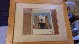 Taos New Mexico Pueblo Mission Church, Frame &amp; Matted Photograph by WJ M... - £117.95 GBP