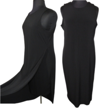 Banana Republic Womens&#39;s Black Side Slit Sleeveless Layered Midi Dress Size XL - £23.59 GBP