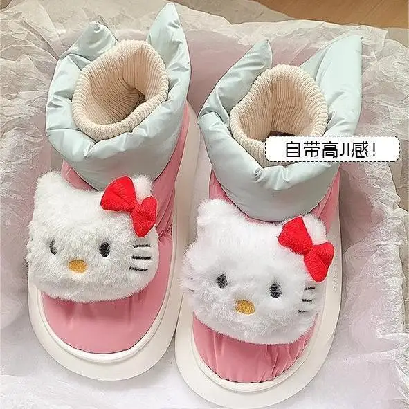 Anime Kawaii Sanrio Hello Kitty Snow Boots Cute Kids Cartoon Fashion Keep Warm - £21.33 GBP