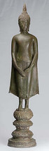 Antik Thai Stil Ayutthaya Stehend Bronze Nachdenklich Buddha Statue - 99... - £1,067.96 GBP