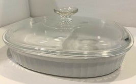 Corning Ware MC-6-B Oval Casserole Dish &amp; Lid French White Pyroceram - £22.77 GBP