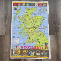 Scotland Tea Towel Vintage Kitchen Linens Decor Travel Souvenir Map Destination - £11.90 GBP