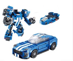 Transformers Blue 3 in one Sport Car with set Minifigure Custome - £27.28 GBP