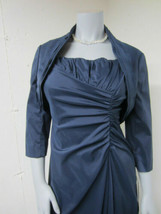 NWT Adrianna Papell Navy Mother Bride Groom Taffeta Ruched Dress Bolero Coat 10 - £178.30 GBP