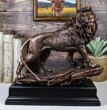King Of The Jungle African Lion On Pride Rock Bronze Electroplated Figurine - $111.99