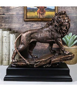 King Of The Jungle African Lion On Pride Rock Bronze Electroplated Figurine - £88.74 GBP