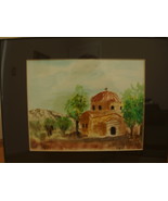 Watercolor Painting Greek Orthodox church in Cyprus Mediterranean - $109.80 CAD